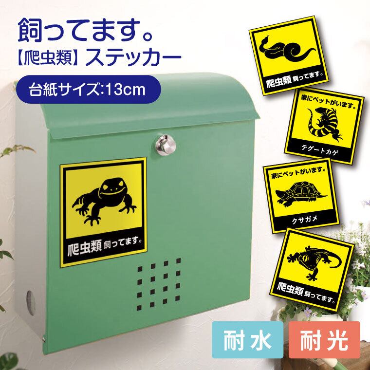 飼ってますステッカー 爬虫類ステッカー ステッカー シール 13cm×13cm