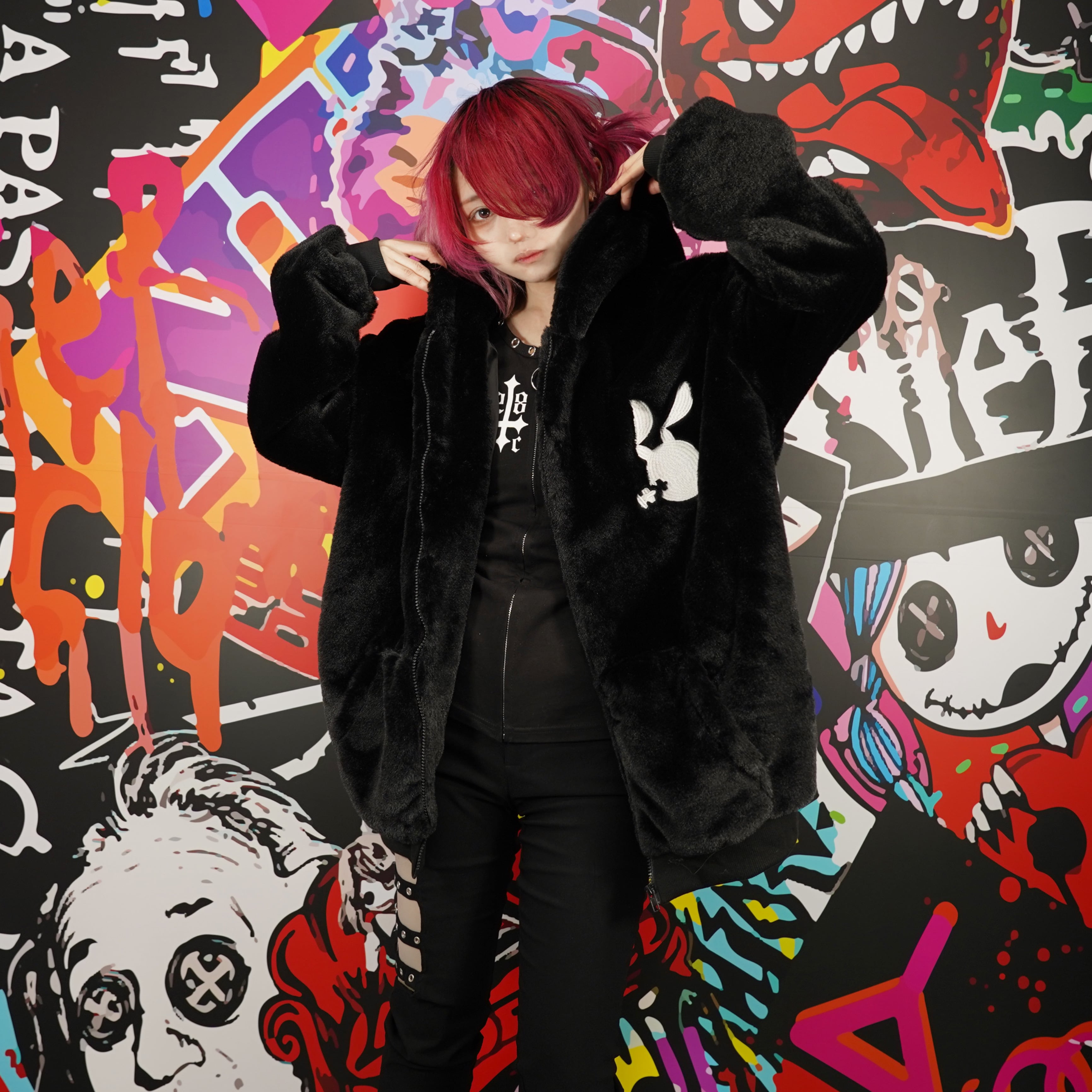 ふわふわBLACK ZIP OUTER【刺繍デザイン】 | NIER CLOTHING