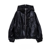 MMG101JEC フーテッドフェイクレザーブルゾン