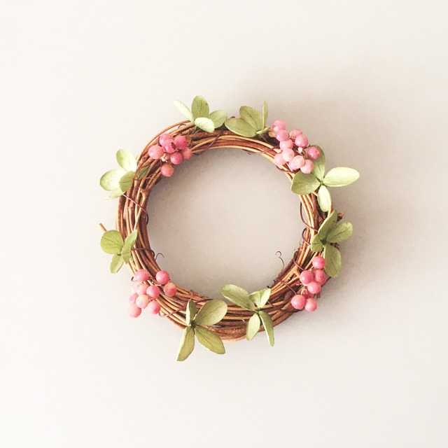 リースキット ペッパーベリー アジサイ ドライフラワー ペッパーベリー ピンク プリザーブドフラワー アジサイ ナチュラル キット リース 手作りキット 送料無料 Punkish Clow