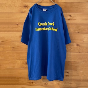 【GILDAN】小学校 ロゴ バックロゴ 半袖Tシャツ メンズXL us古着