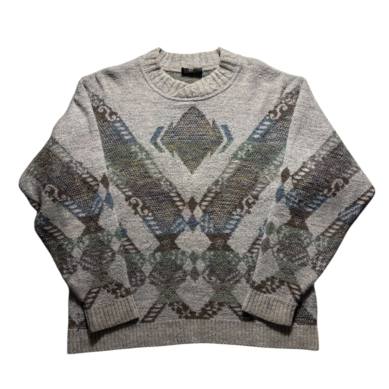 Made in Italy geometric pattern jacquard knit sweater