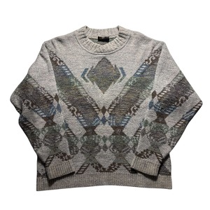 Made in Italy geometric pattern jacquard knit sweater