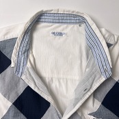 CAPRI カプリ チェック柄切替 BD 半袖シャツ 52/ホワイト ネイビー/シアサッカー /大きいサイズ