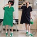 【大きいサイズL-4XL】【春夏新作】ファッションワンピース♪グリーン/ブラック2色展開◆#sbiot-259897