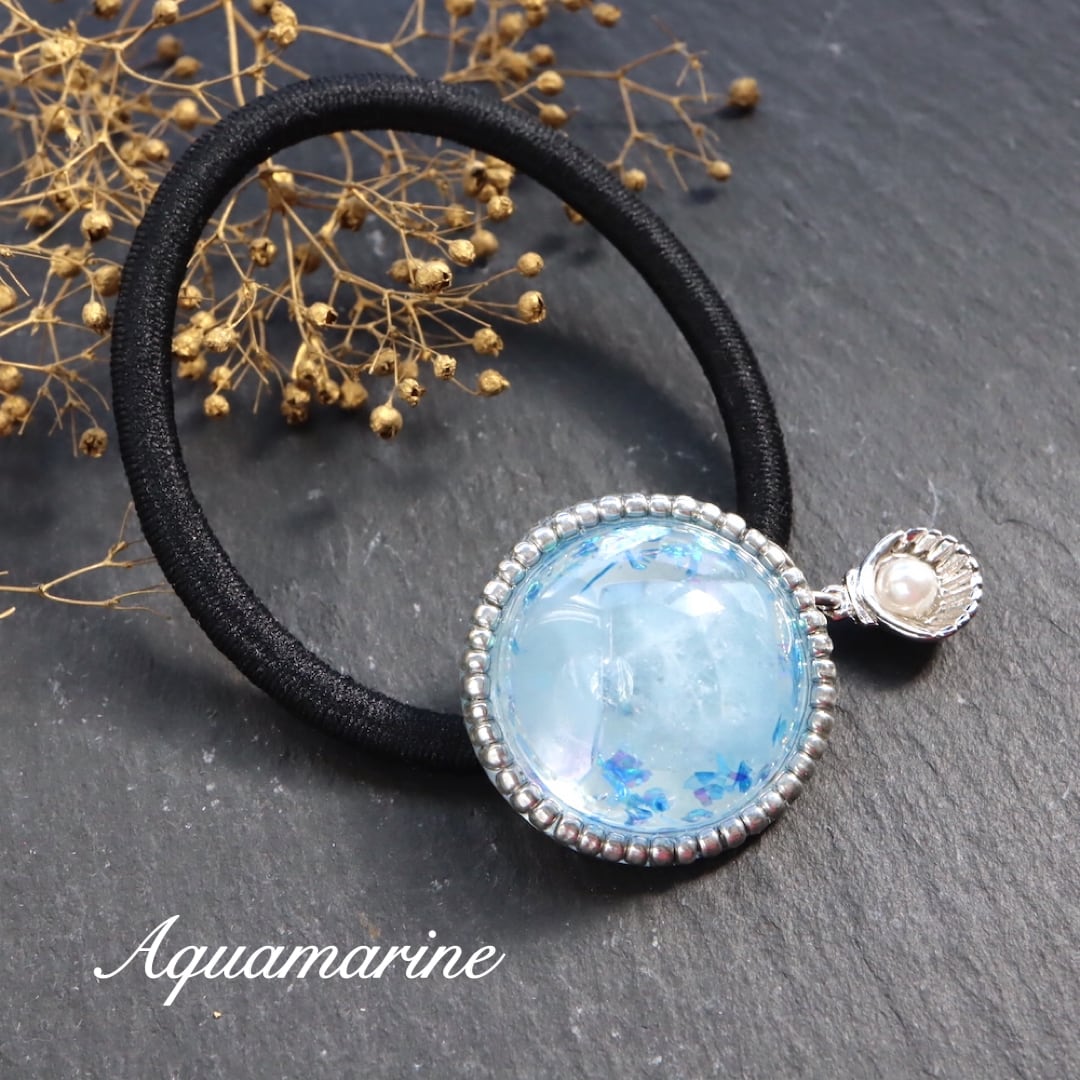 レジン ヘアゴム オーバル型　海　大ぶり レジン ヘアゴム オーバル型海大ぶり