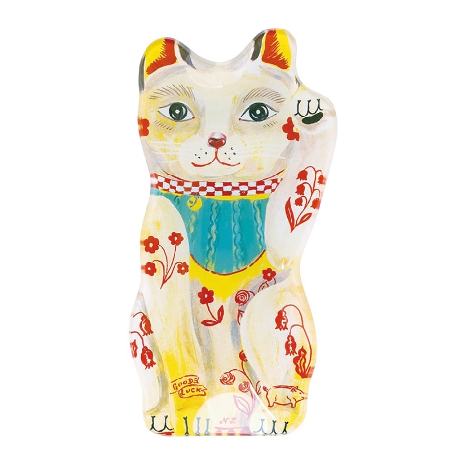 NathalieLete(ナタリーレテ) Glass Lucky cat plate 皿 ねこ 食器