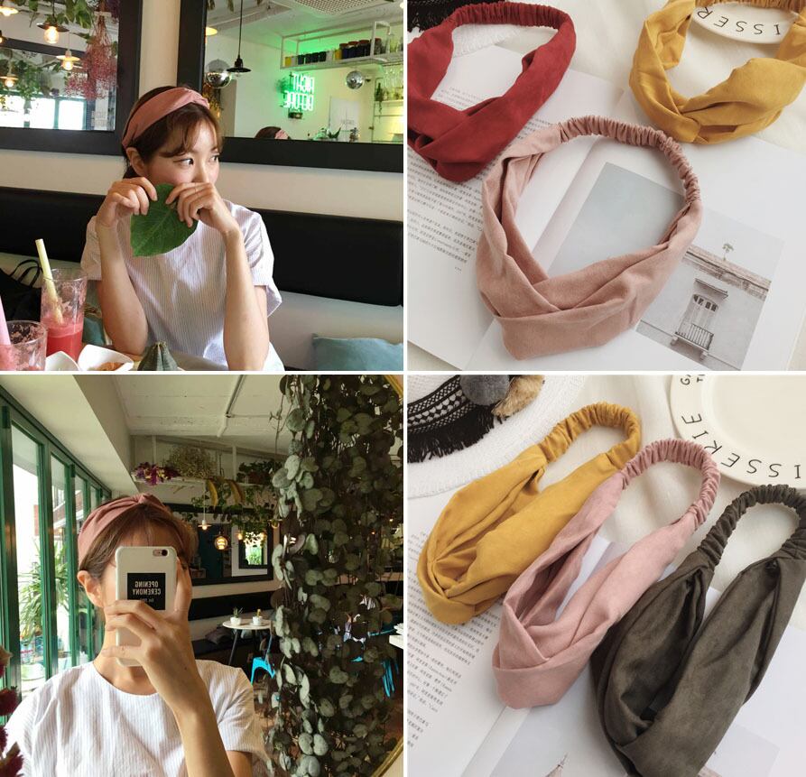 文学と芸術の新鮮なレトロなスエード手作りのカスタムヘッドバンドバージョンの純粋な色のクロス弾性ヘッドバンドヘアアクセサリー潮 ブラック・アイド・ピーズ99240509802