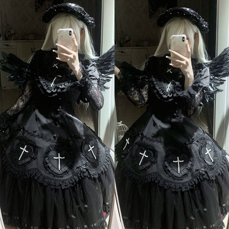 ゴスロリ ダークウィドウ 魔女 ケープ 病み可愛い ダークゴシック