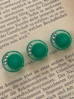 15mm Japanese ヴィンテージボタン グリーン ストーン グリッター 樹脂ボタンレトロ アクセサリーパーツ 装飾材 カルトナージュ