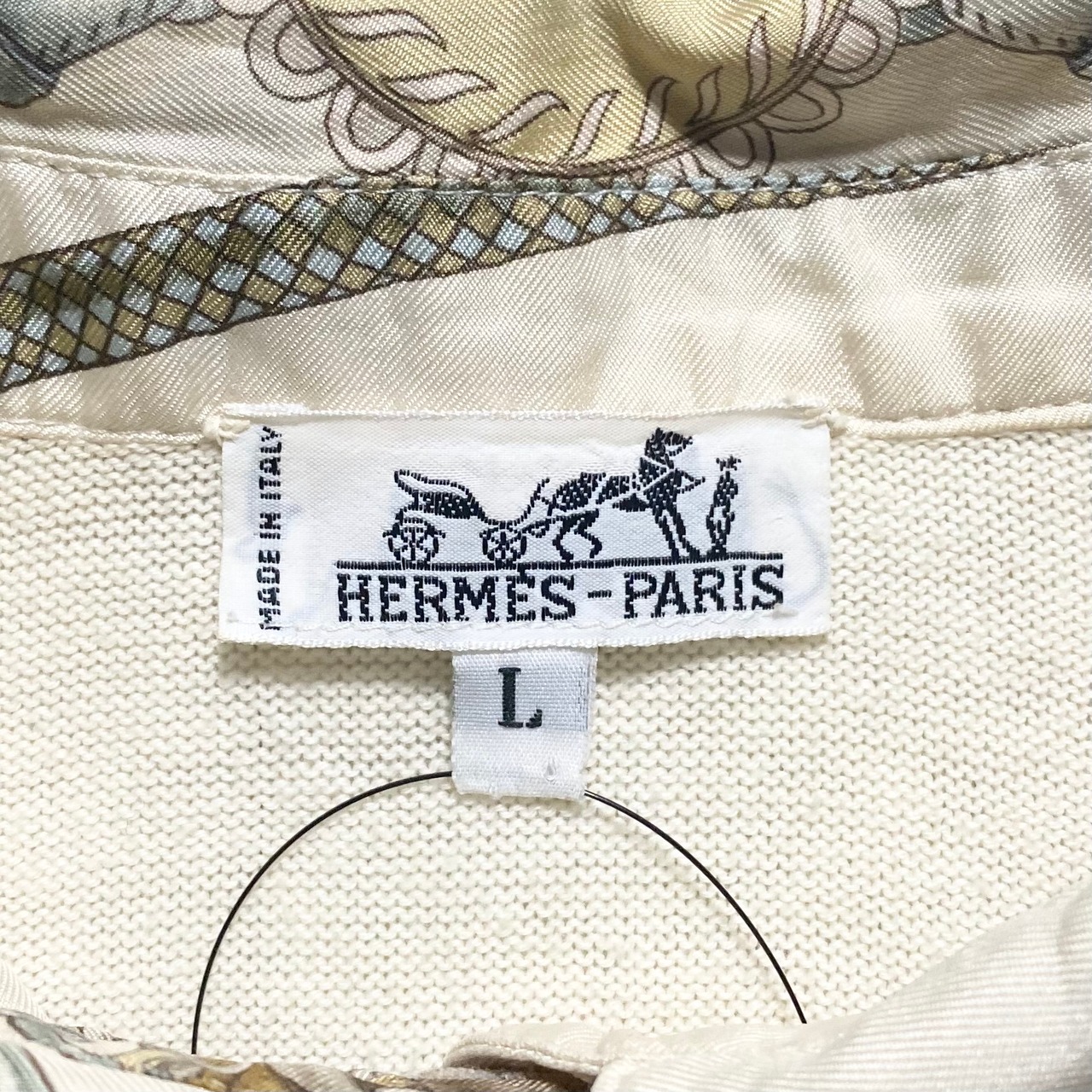 vintage HERMES silk switching cashmere brend knit shirt “Festival”