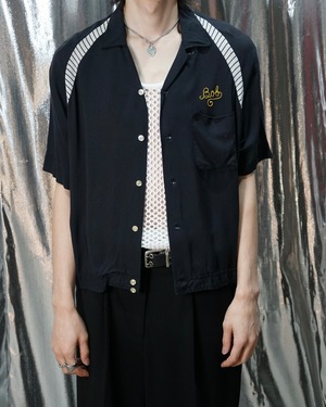 1960's vintage rayon bowling short shirt "BLACK"