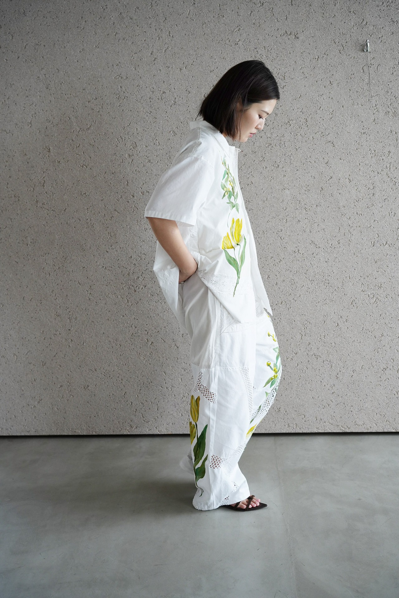 vintage lace pants yellow bouquet