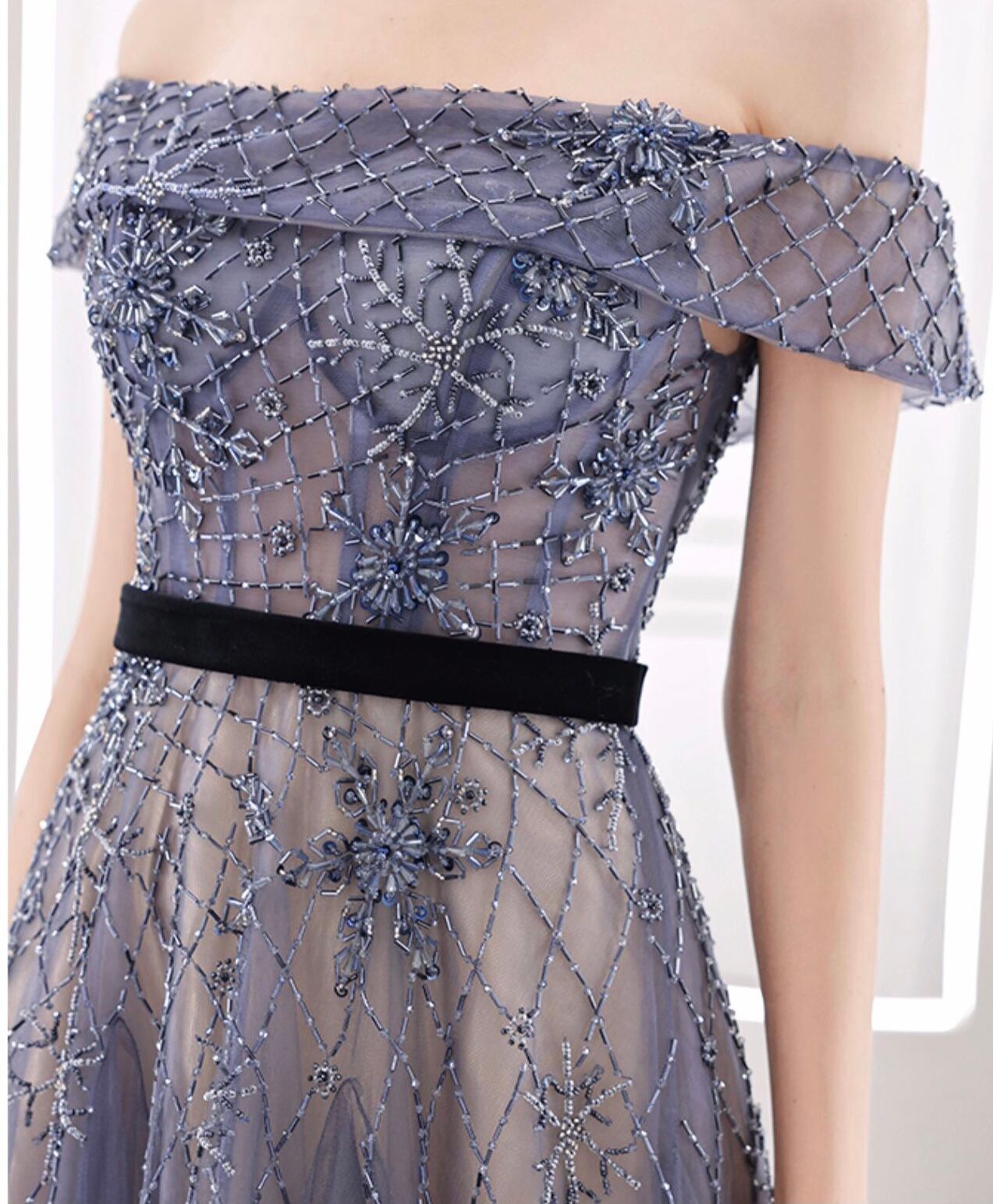 ネイビービジューオフショルダードレス | PACHELBEL パッヘルベル  