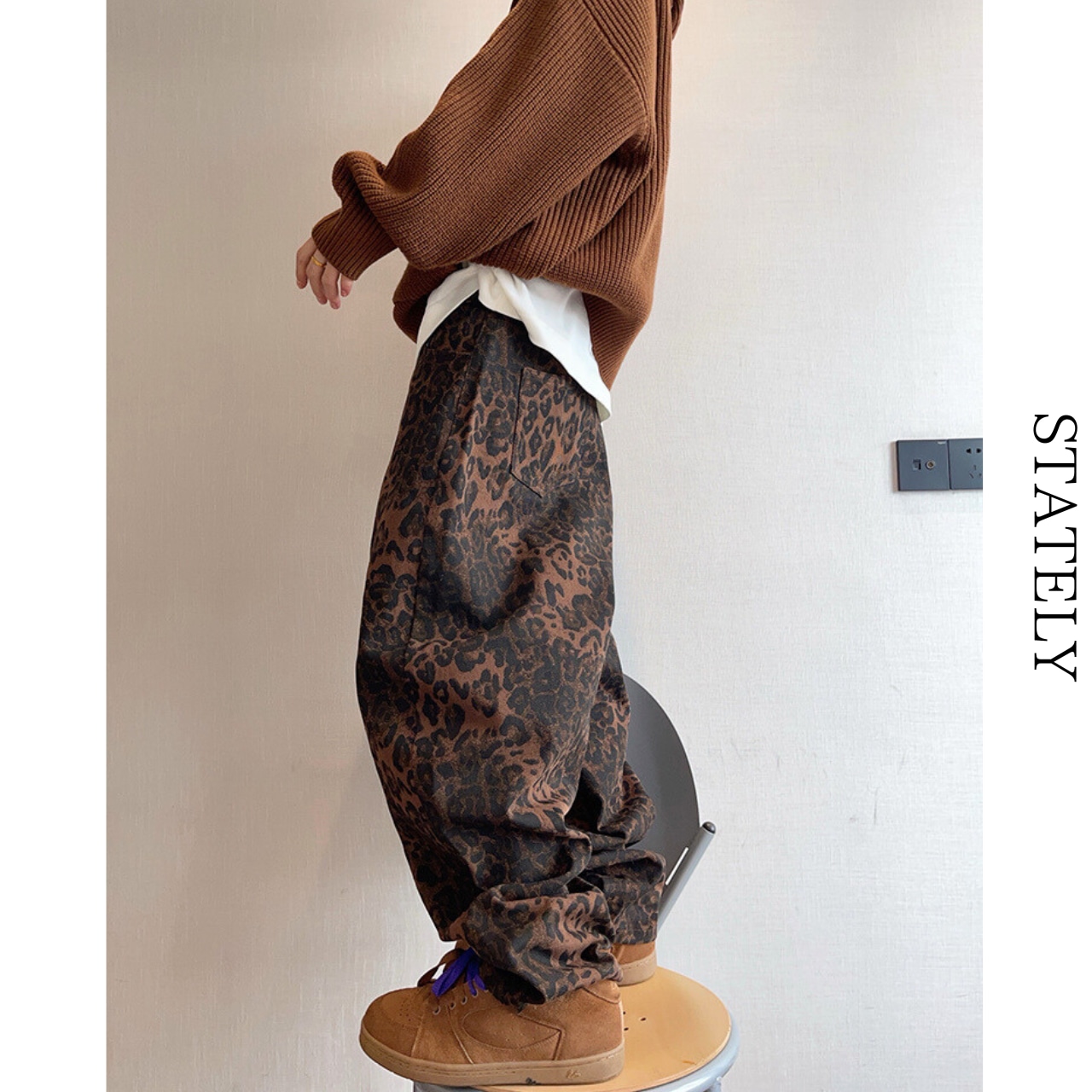 Leopard Canvas Curved Trousers/2color_B71・画像8