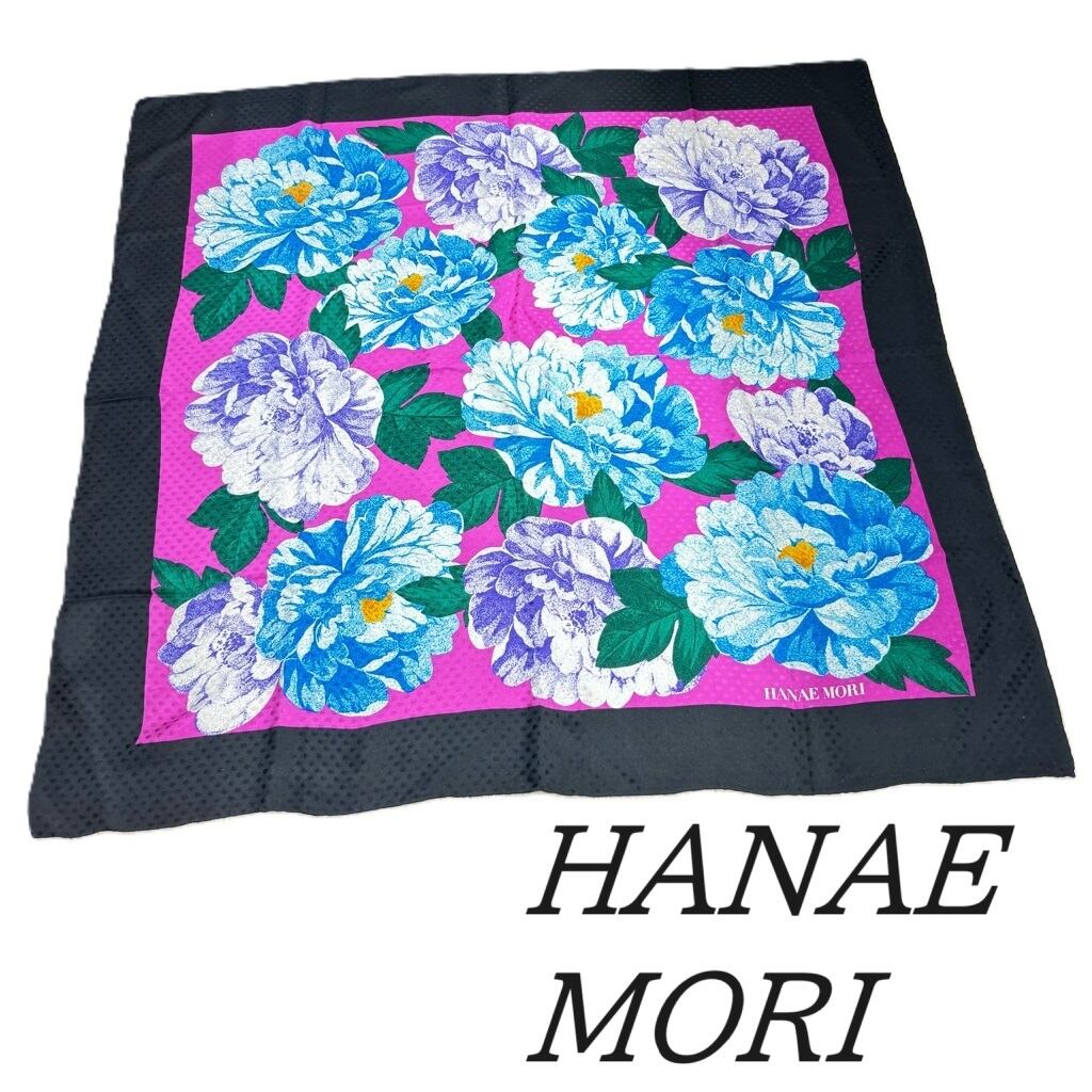ハナエモリ スカーフ 大判 シルク100% 森英恵 HANAE MORI 送料無料 h59