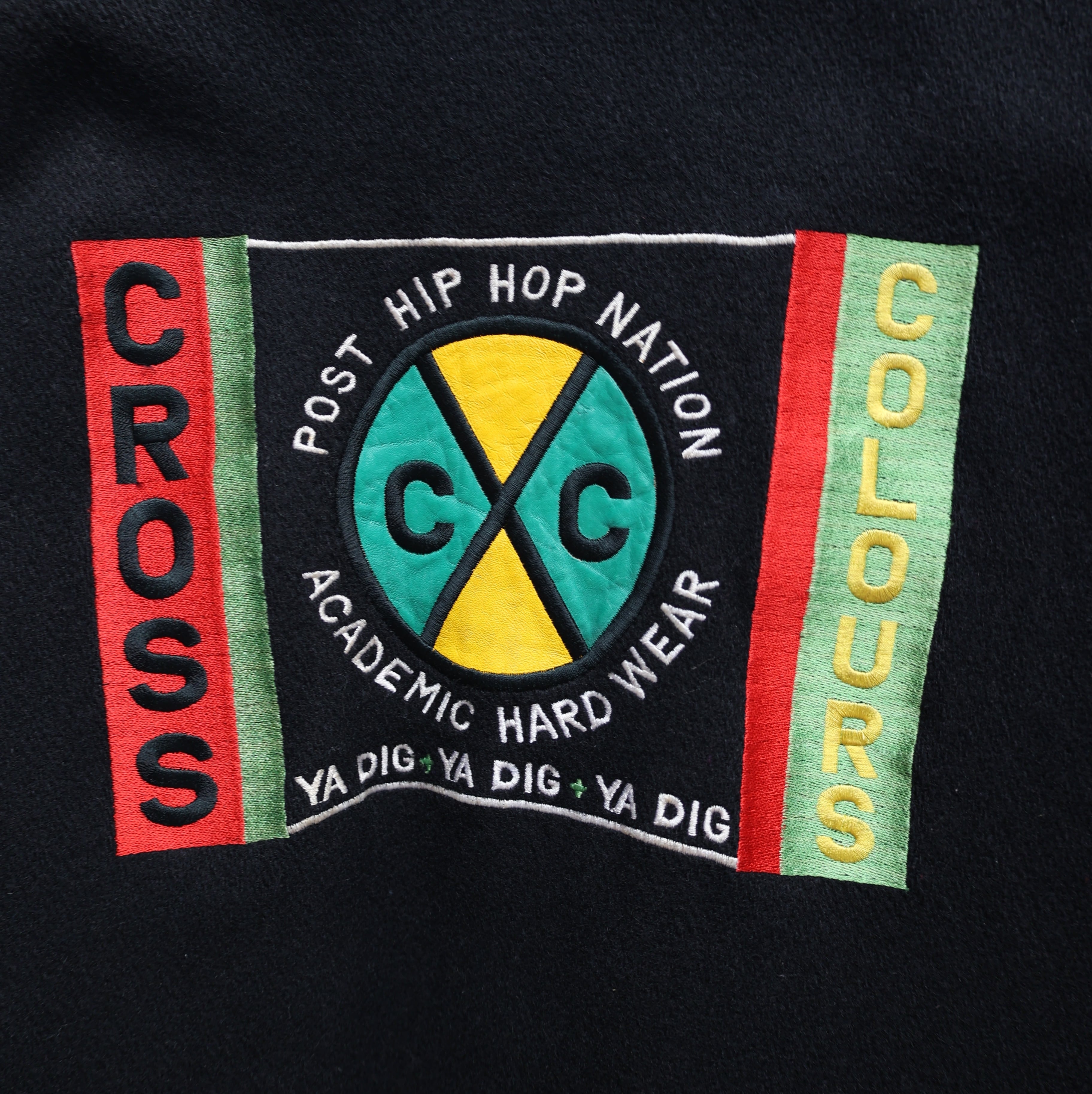 90S CROSS COLOURS WOOL LEATHER STADIUM JACKET | CLIMB SENDAI