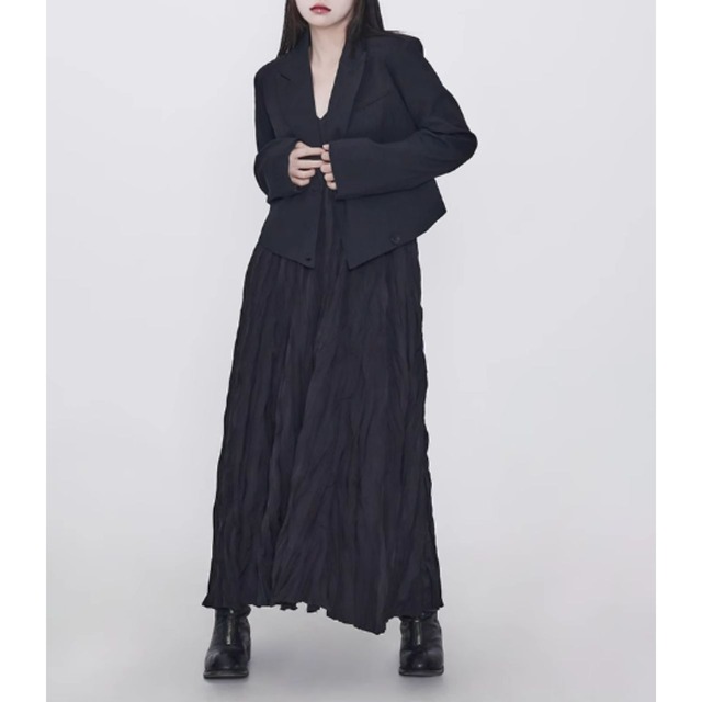 Double-breasted irregular short suit C0416