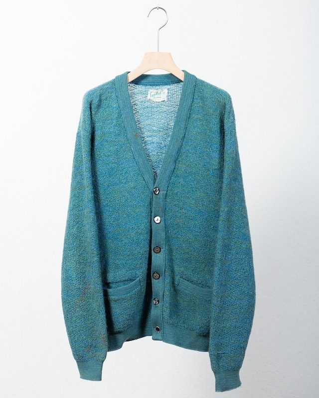 vintage mix color wool knitted cardigan