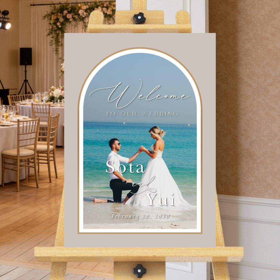 ジェンガ【説明ボードA4】ウェディング 結婚証明書 ウッド フラワー