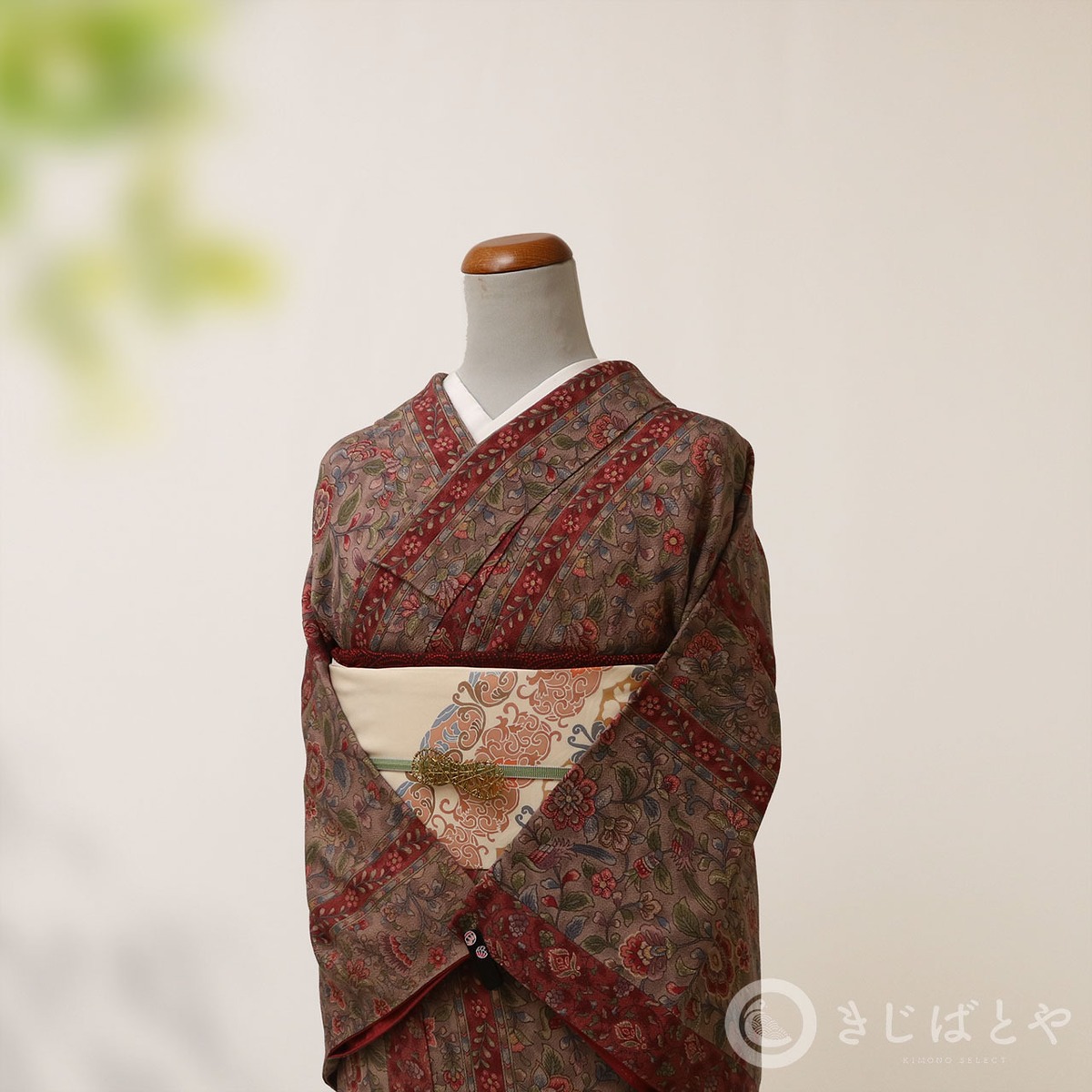 正絹ちりめん 梅鼠の総柄小紋 袷 | きじばとや 