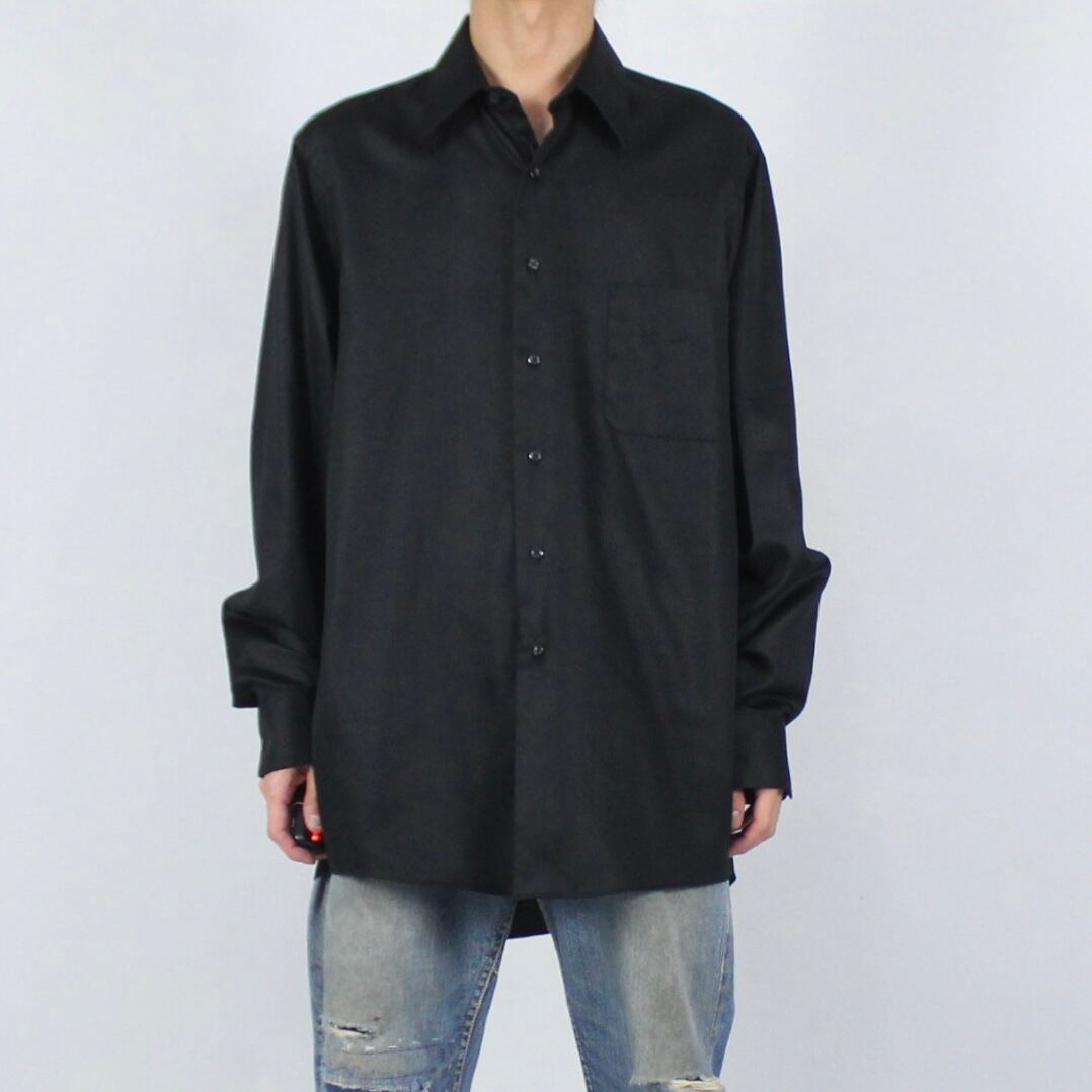 【 todayful 】 サテンドレスシャツ　ブラック