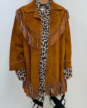 70s vintae suede fringe jacket