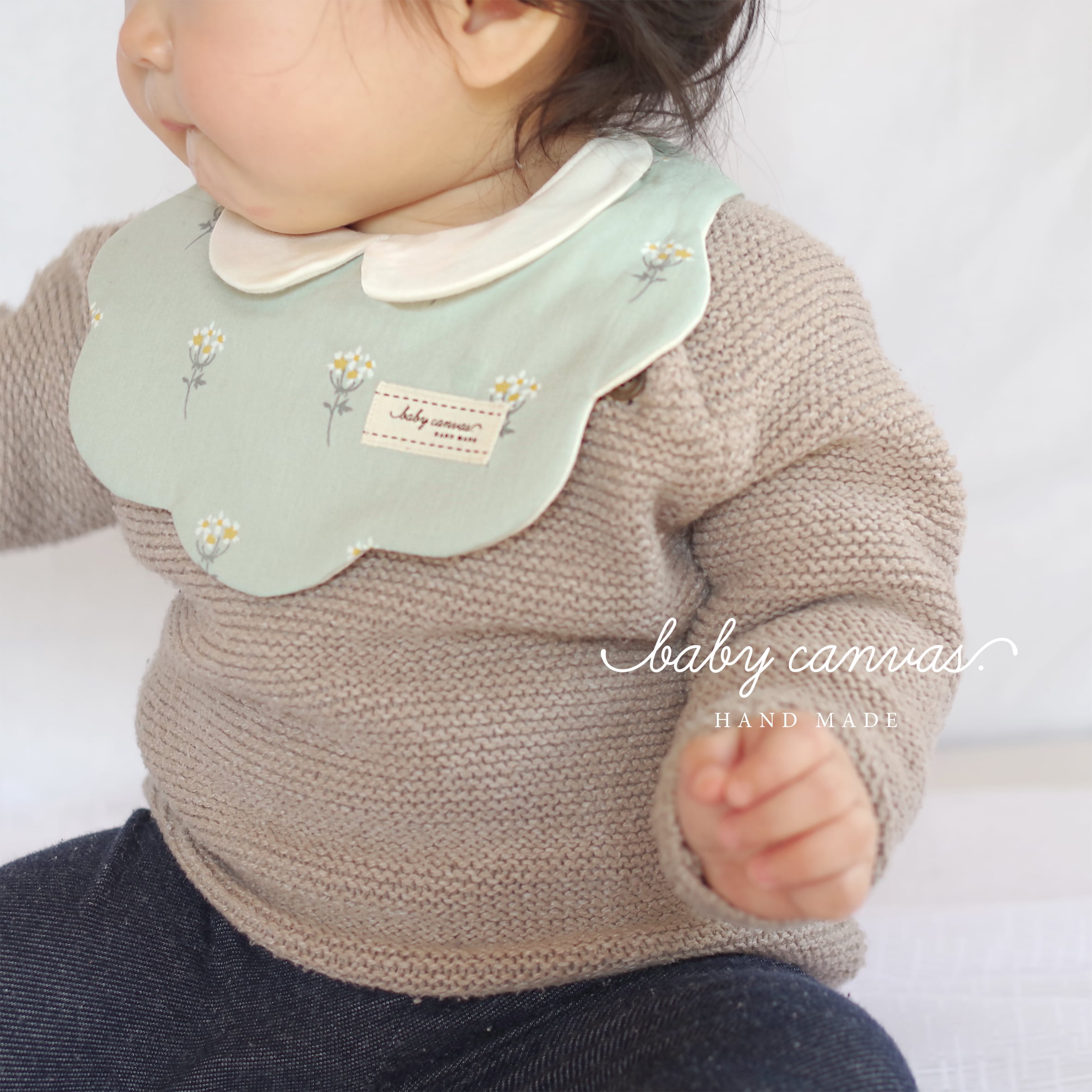 襟付きミモザ柄もくもくスタイ | baby canvas. ハンドメイドスタイのお店