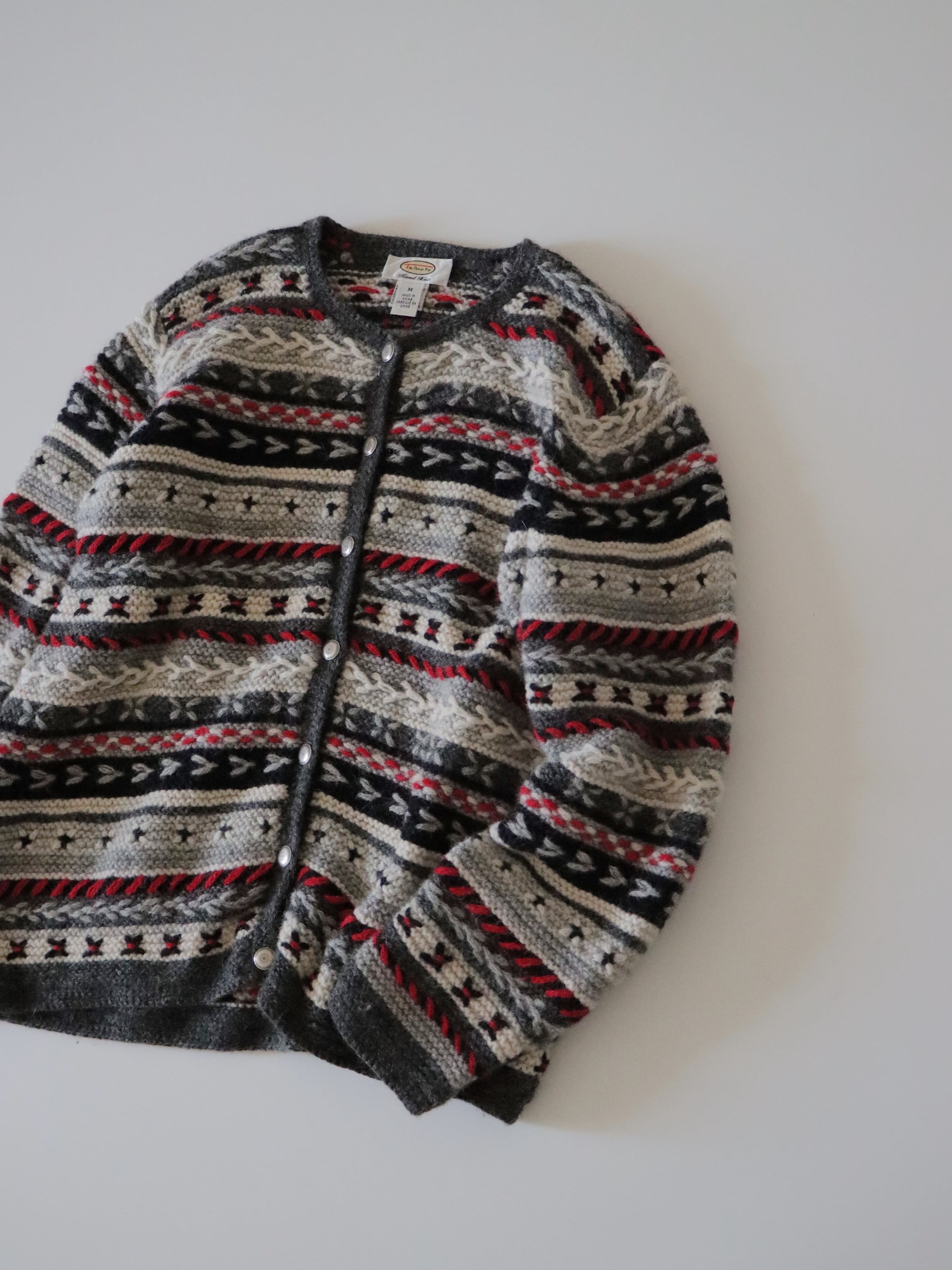 ●Talbots hand knitted design wool 100% cardigan