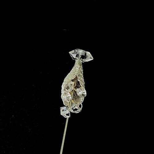pink brooch     (Herkimer Diamond)
