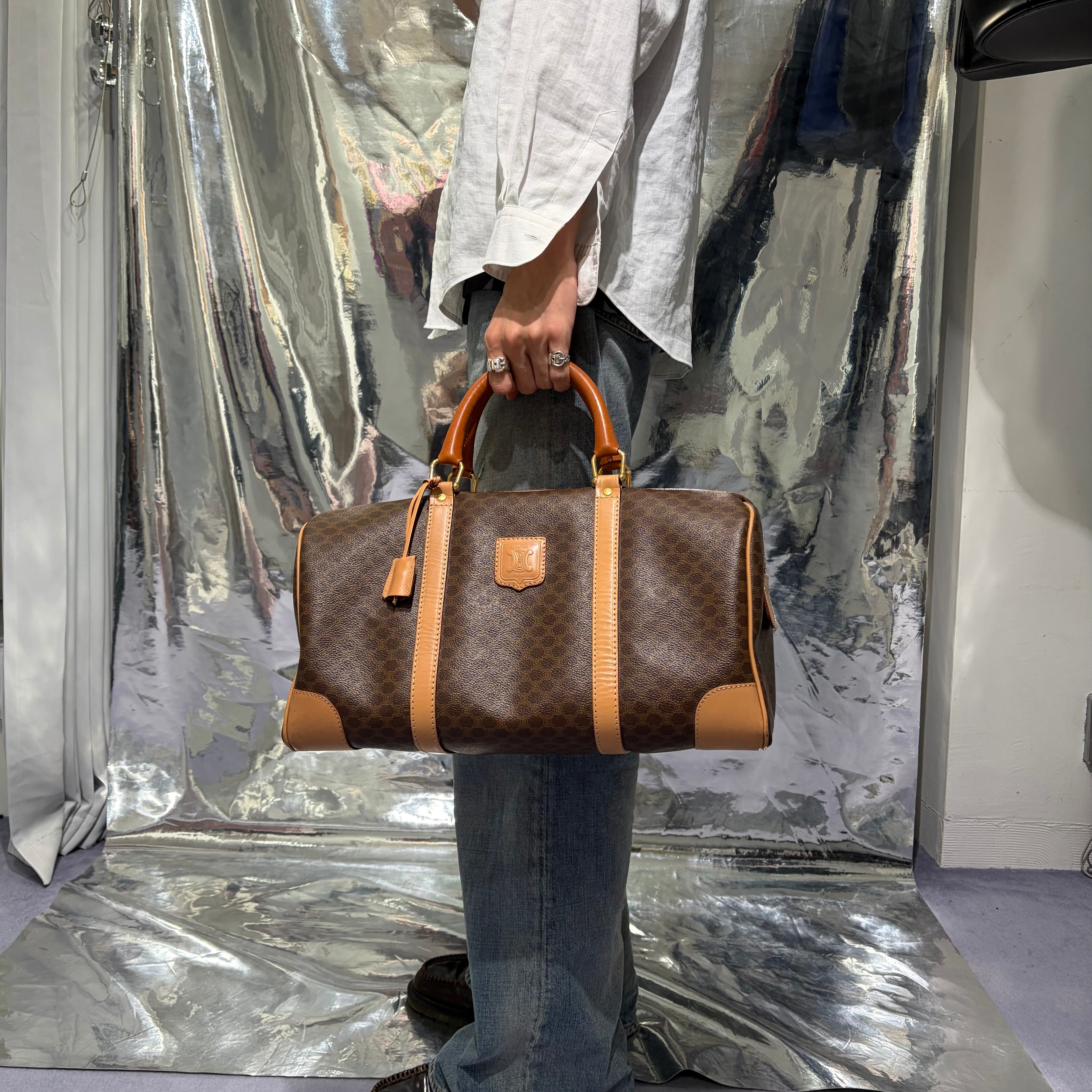 CELINE セリーヌ マカダム ハンドバッグ ボストンバッグ pvc レザー