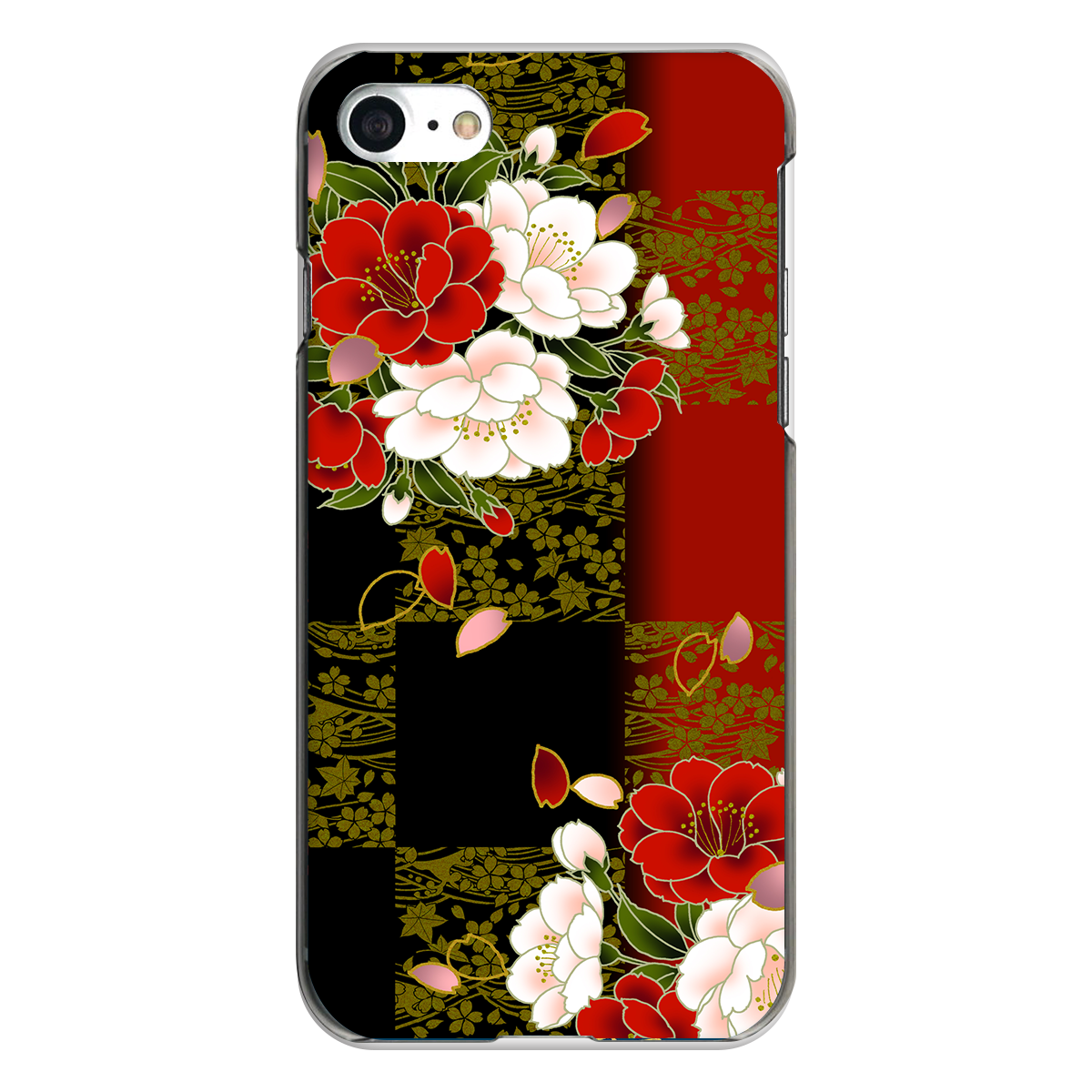 iPhone対応 スマホ ハードケース クリア 満彩朱桜 和柄 日本 【iPhone17 / iPhone16e / AQUOS / Xperia 他 iPhone / Android ほぼ全機種対応】 |skraa081