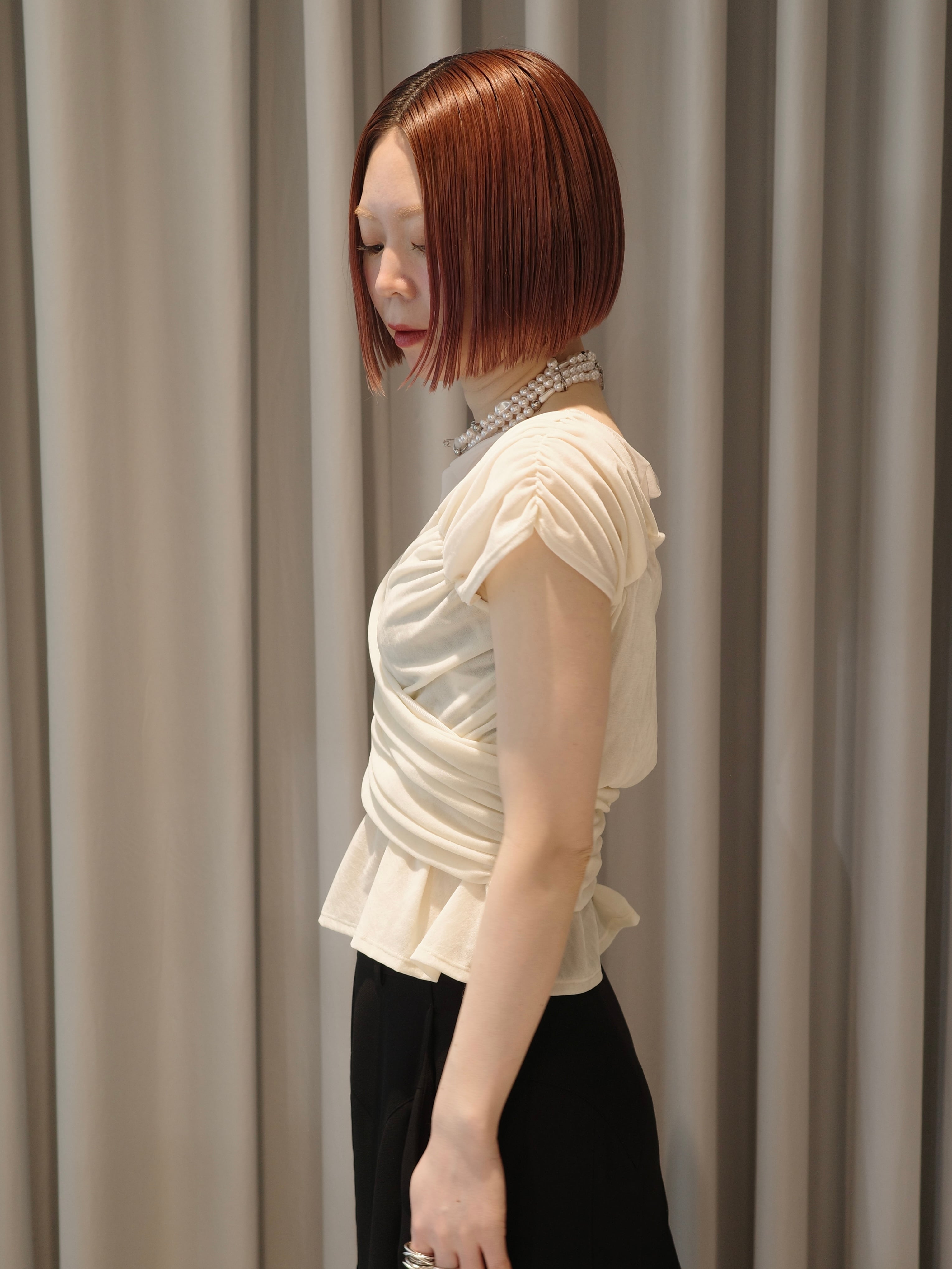 26SS】FETICO フェティコ / チュールトップス 半袖 /VELVET TULLE
