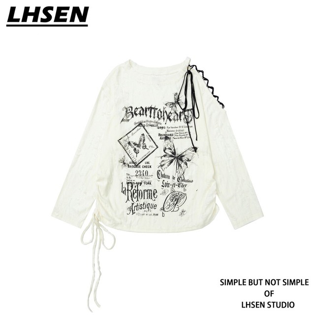 グランジ系ファッション Tシャツ ダメージ クラッシュ加工 プリント柄｜天使と悪魔