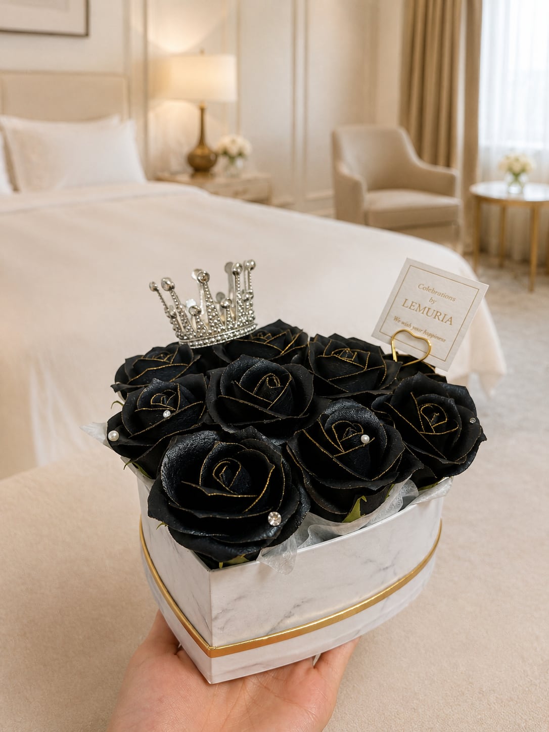 大理石風ローズボックスブーケ／Marble Rose Box Bouquet | LEMURIA