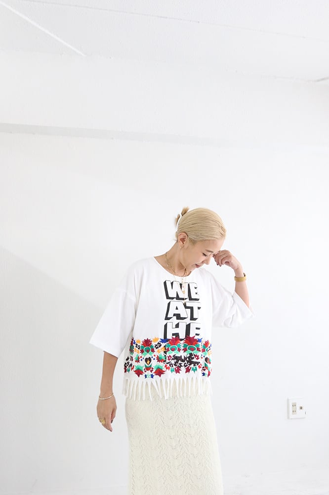 EMBROIDERY フリンジトップ(5W22005E)