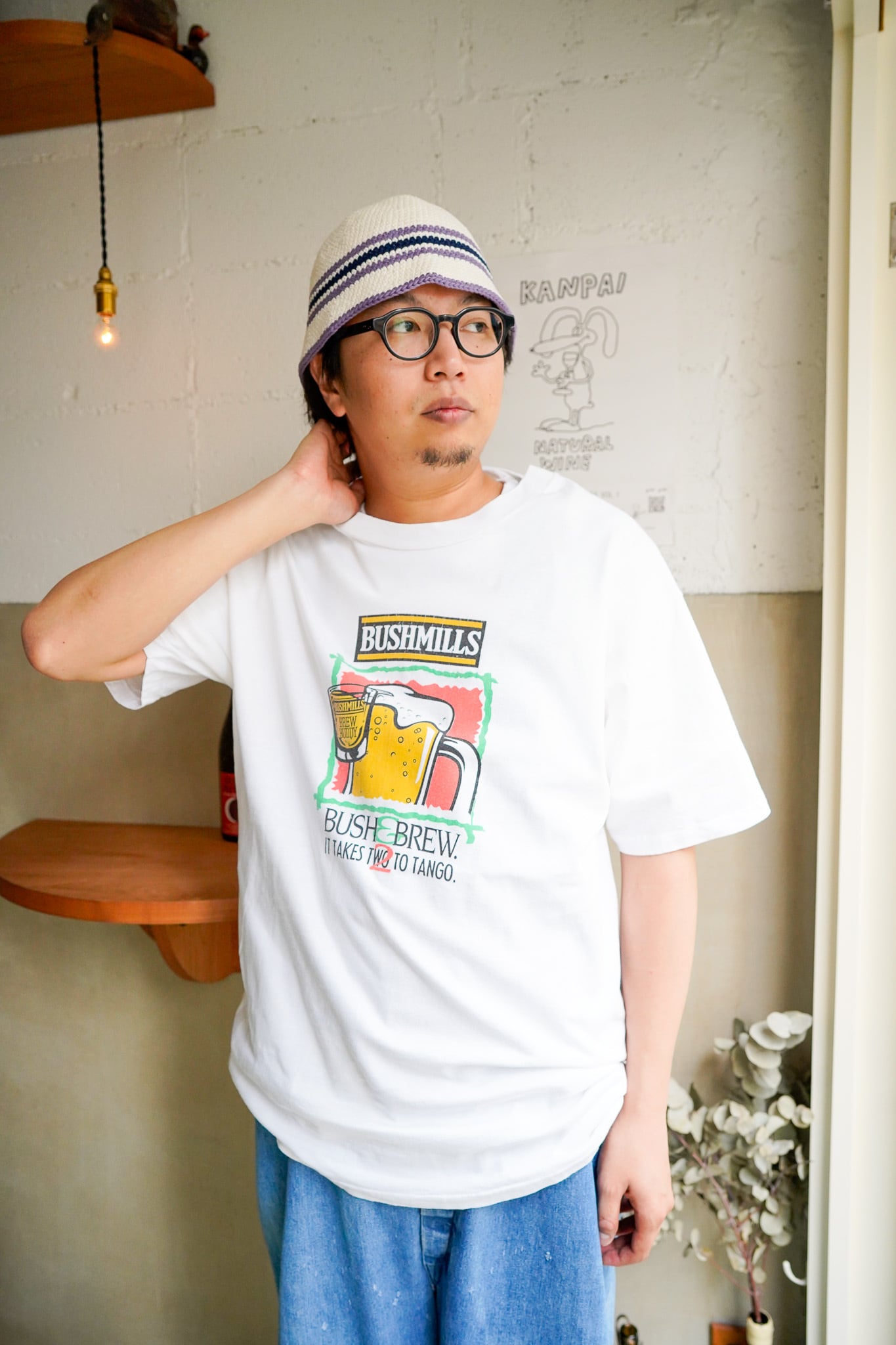 【1990s】"Hanes Beefy-T" Ireland Whiskey Bushmills Promotion T-shirts / 6-140