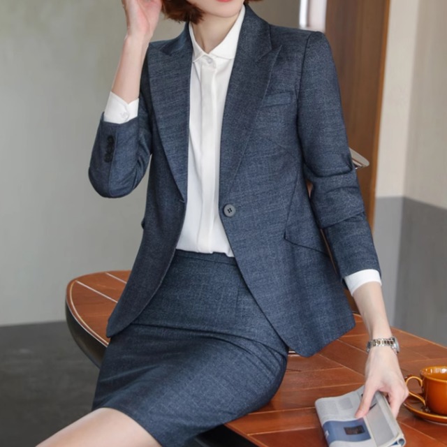 ビジネススーツ ジャケットandスカートandパンツandシャツ4点セット（2color） A0852