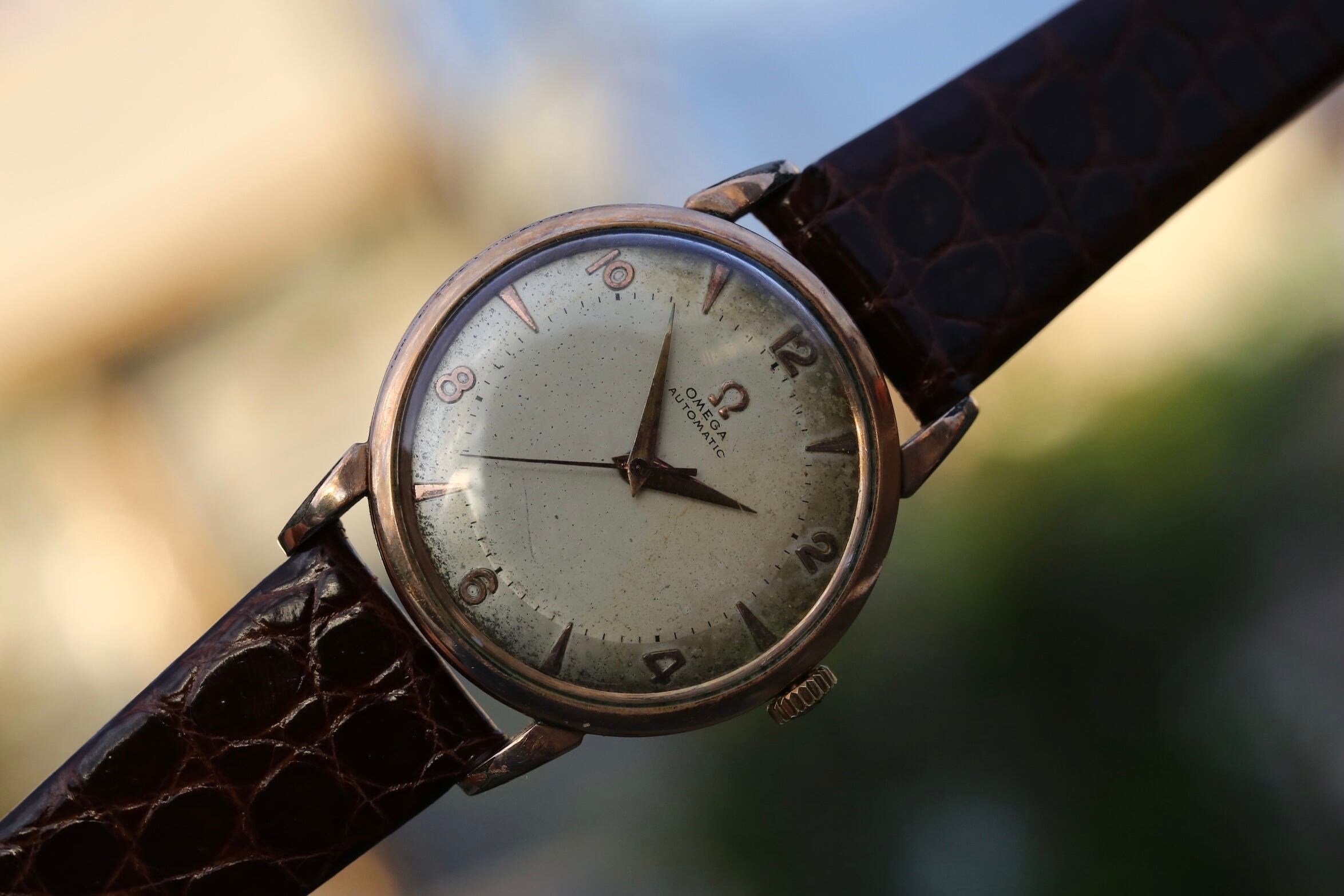 OMEGA】 1950's オメガ ノンネーム ホワイトエイジングダイヤル 偶数