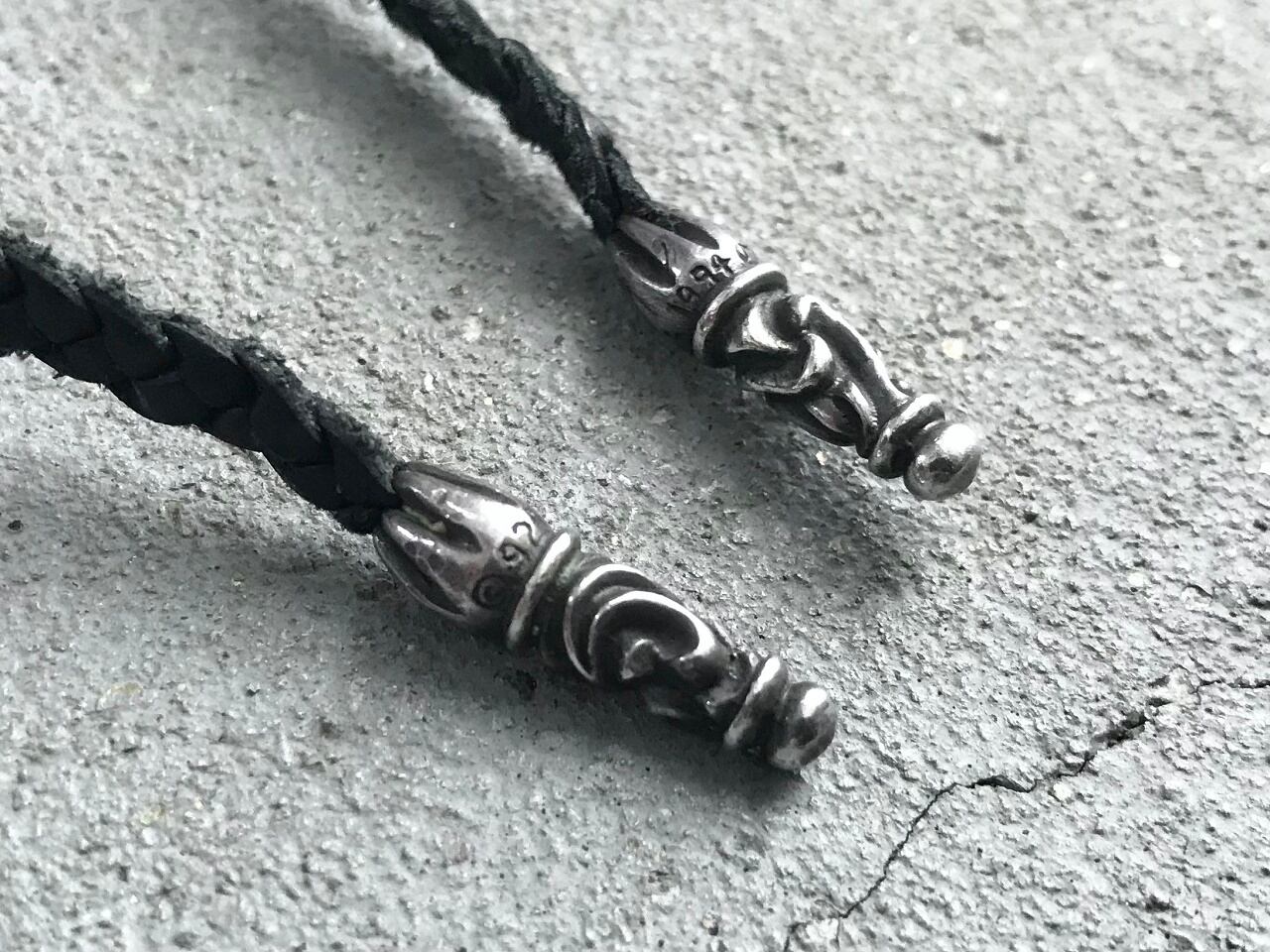 Chrome Hearts tiny leather blade scroll boro chips necklace silver