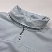BURBERRY GOLF バーバリー ゴルフ タートルネック 重ね着風 デザイン ハーフジップ 長袖シャツ L/水色 レディース