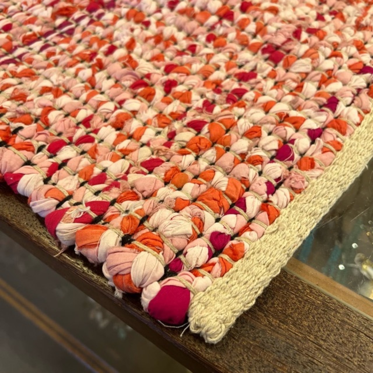 TOPANGA Homefurnishing　Recycle Cloth Rug Pink　50×80cm　リサイクルクロスラグ　ピンク　玄関マット　ベッド　ラグマット　リビング　玄関　椅子　サイドテーブル　コットン