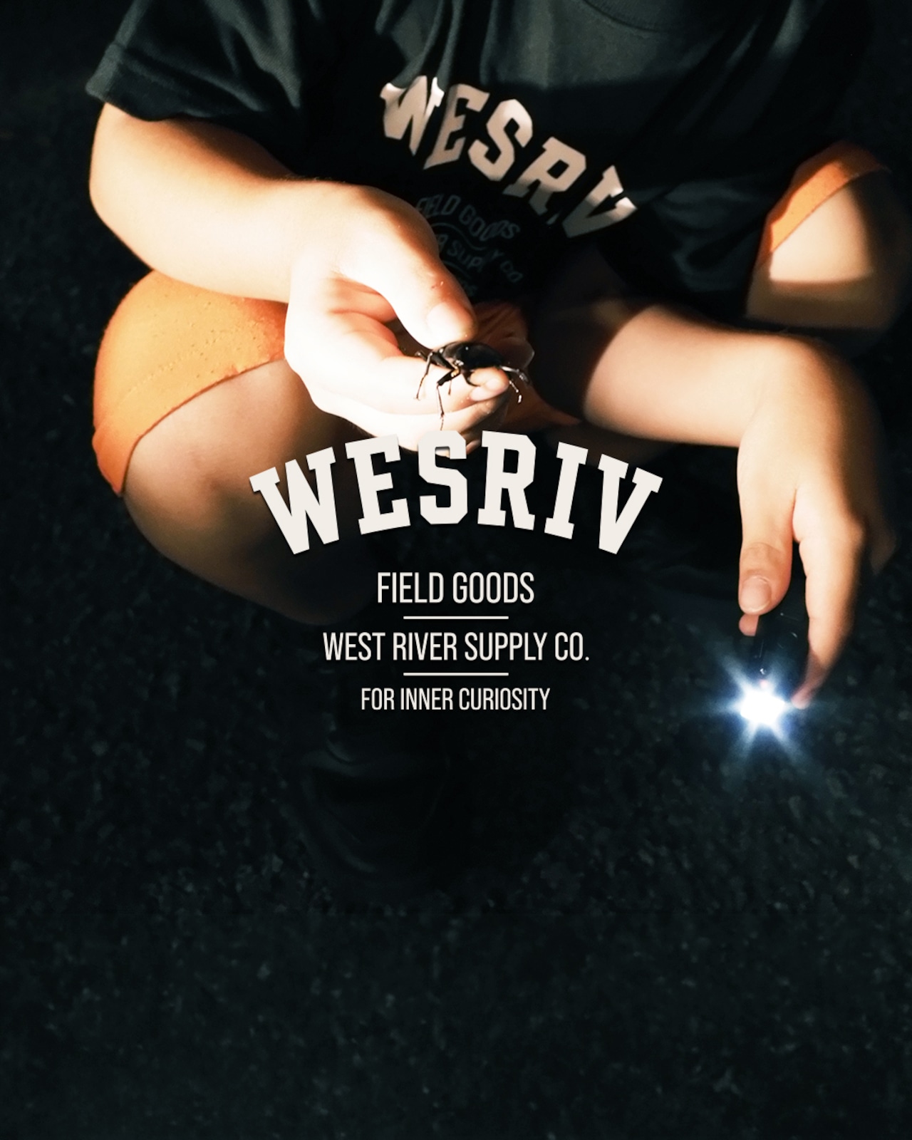 WESRIV FIELD GOODS TEE / BLACK — KIDS