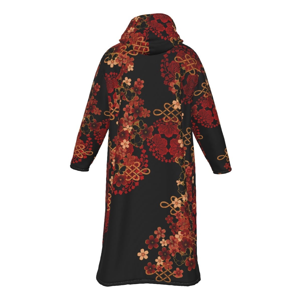 家紋ロング春コート 桜蝶紋様 ユニセックス ベロア＆ボア ロングコート | Baroque