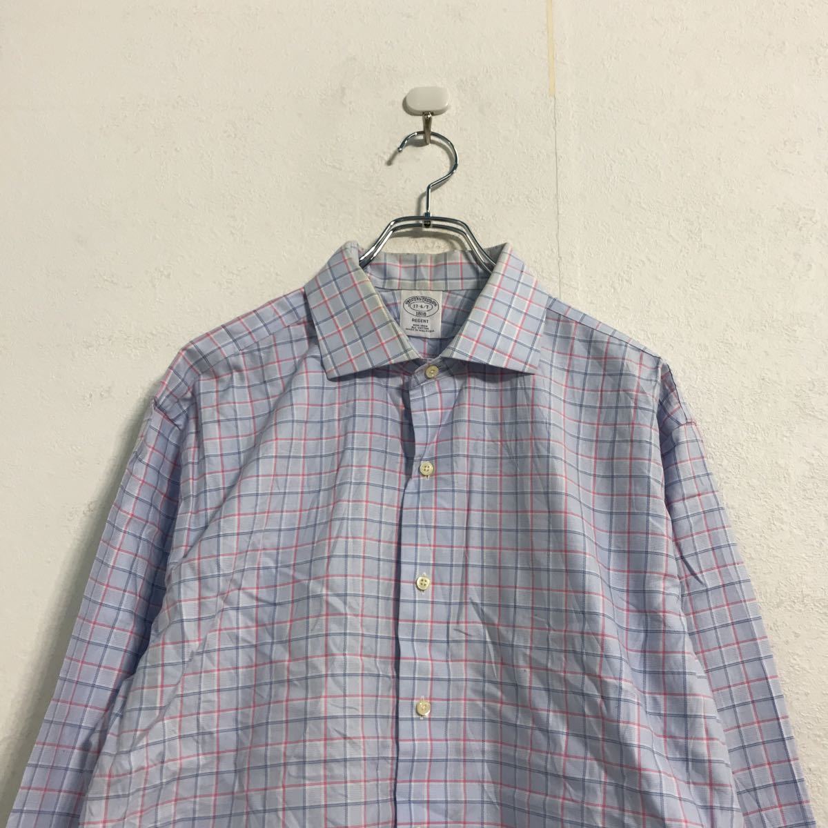 BROOKS BROTHERS 長袖 チェック シャツ XL ライトブルー