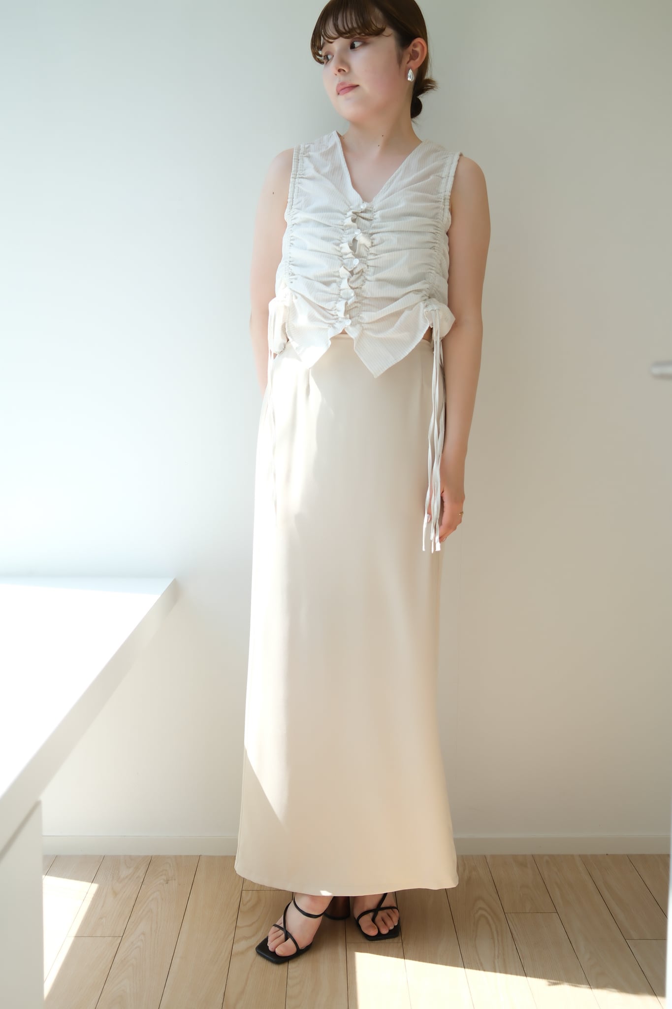 ànuke Georgette Pencil Skirt ジョーゼットペンシルスカート Ivory