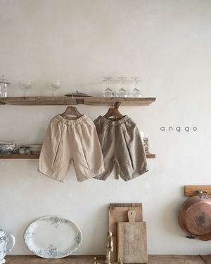 【anggo】タックミディアムパンツ ベージュ 80〜120cm  240712