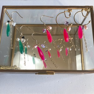 【イヤリング・ピアス】ピンクカルセドニー・アメジスト