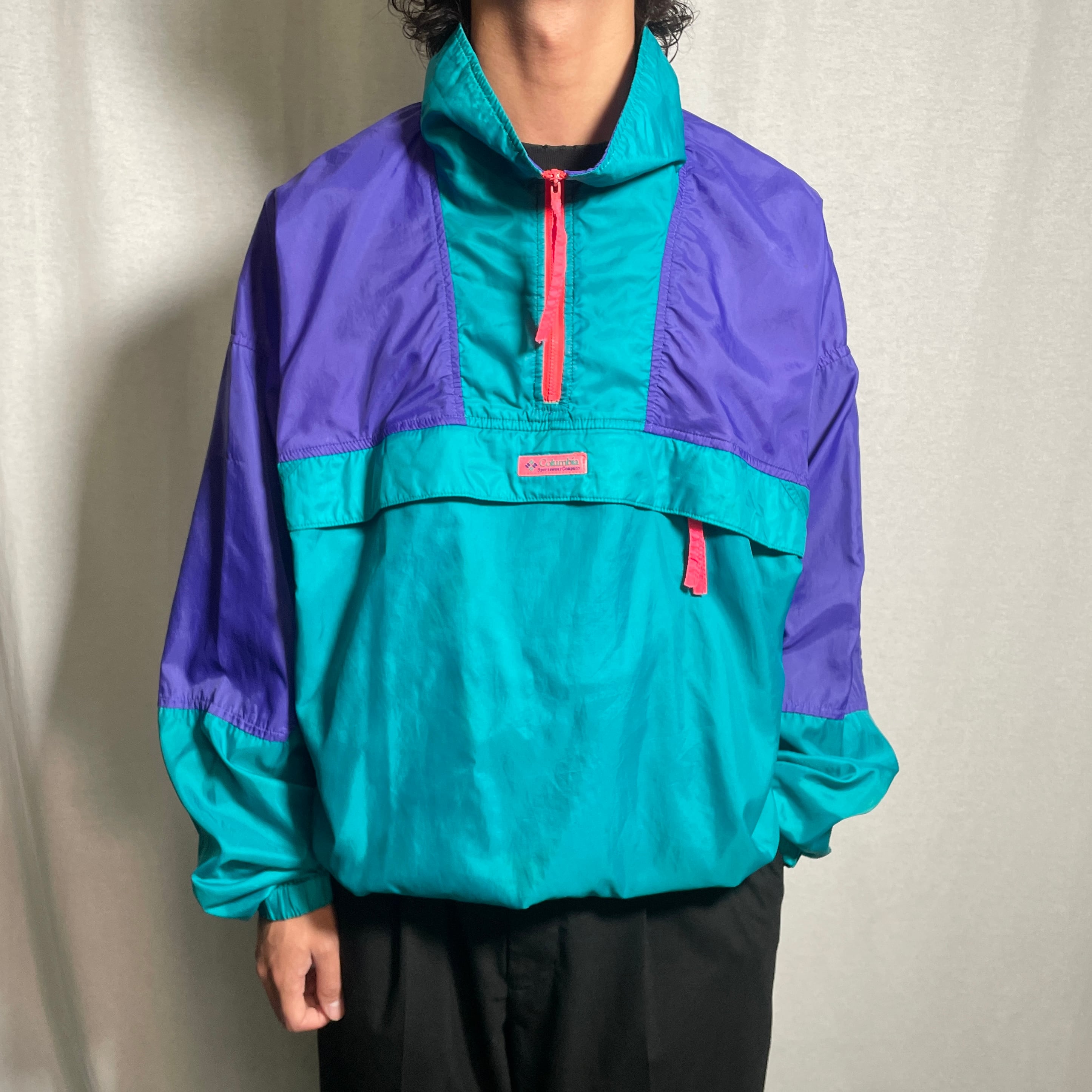 90年代 Columbia コロンビア ナイロンアノラックパーカー プル 90年代 Columbia コロンビア ナイロンアノラックパーカー プル
