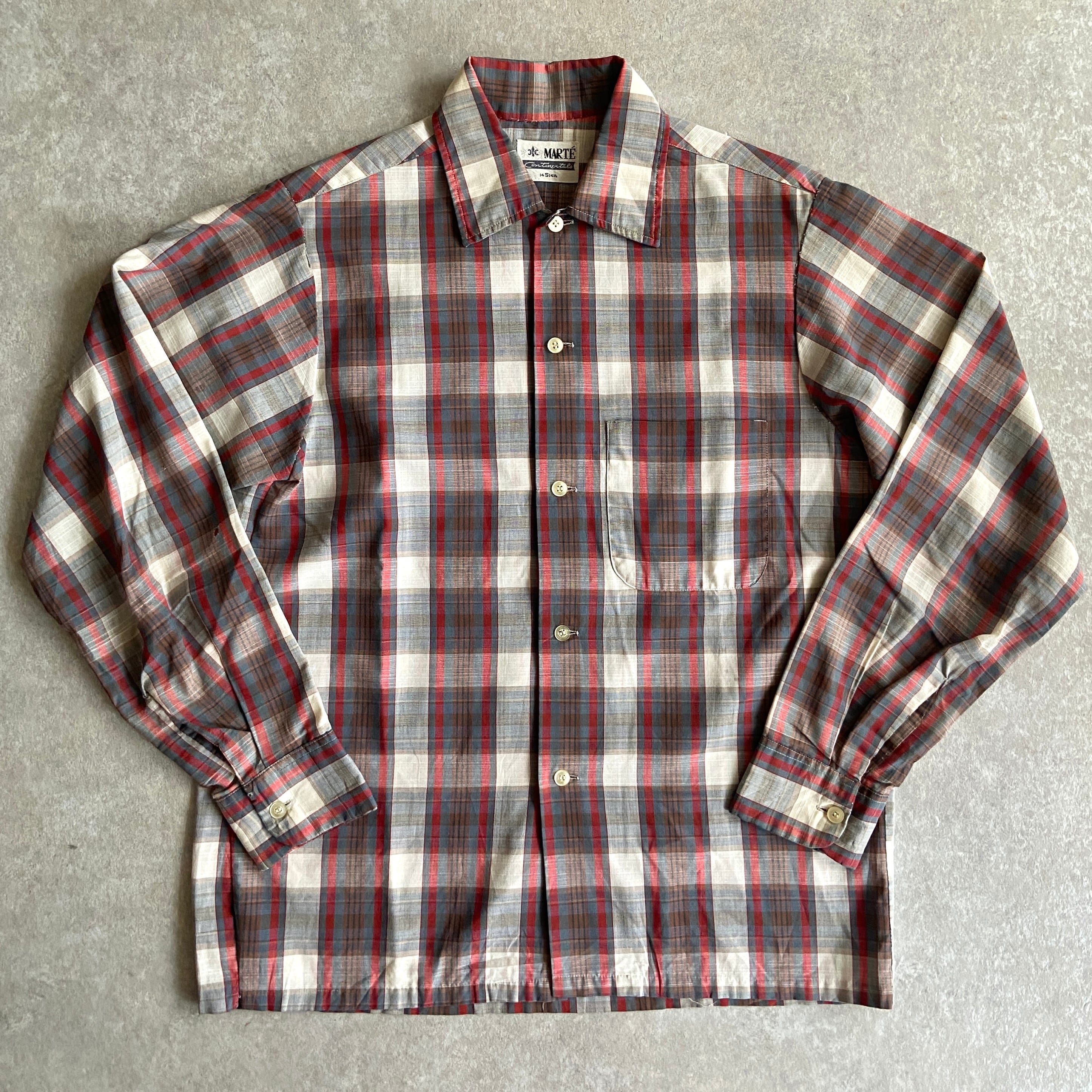 1960s MARTE L/S Check Shirt S H378